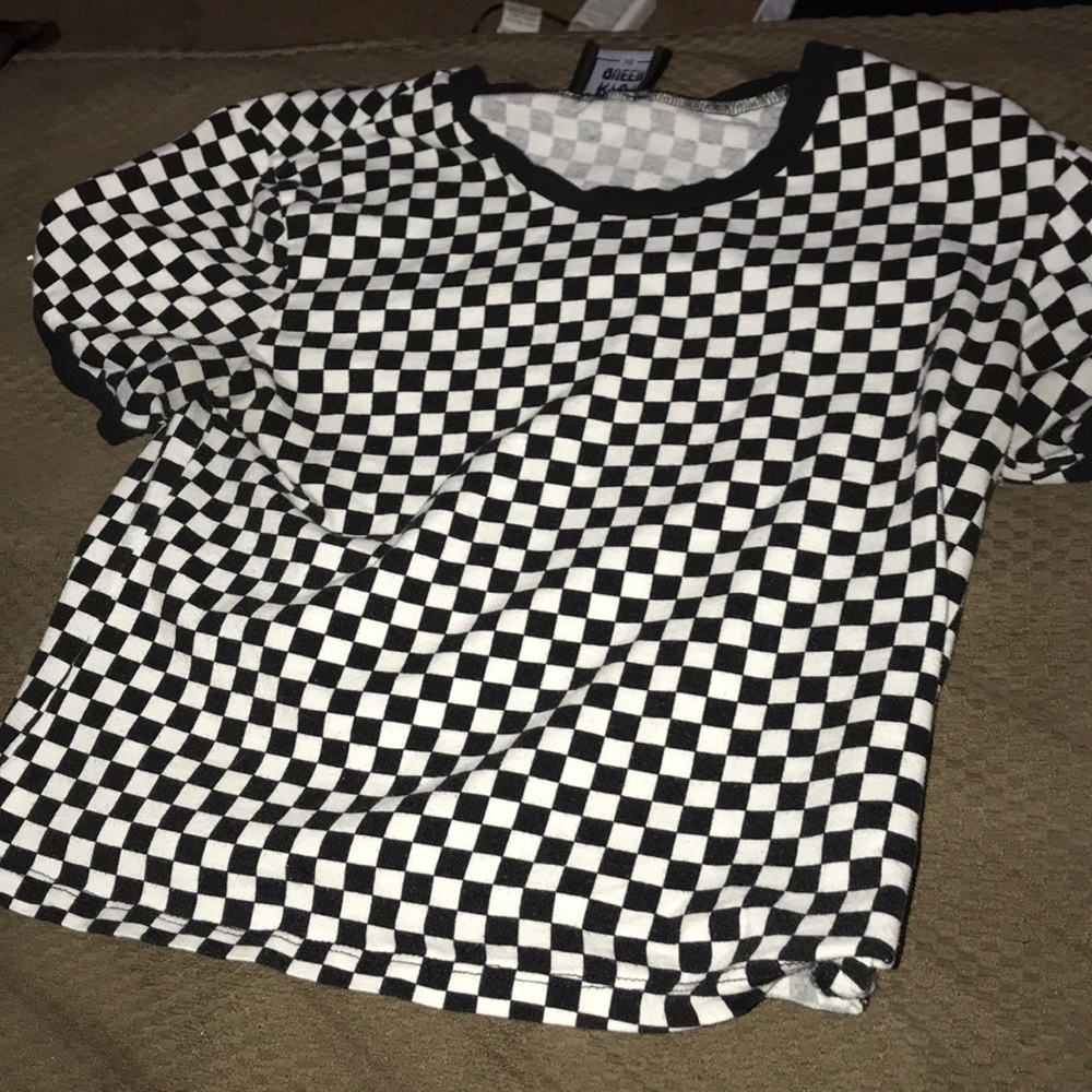 Checkered Crop Top short sleeve t shirt